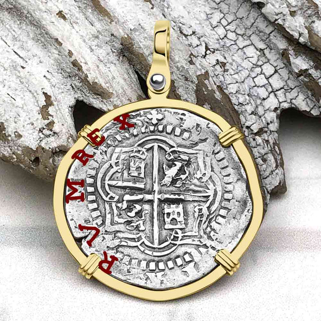 Atocha Era Land Find Spanish 2 Reale Piece of Eight 14K Gold Pendant