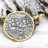 Atocha Era Land Find Spanish 2 Reale Piece of Eight 14K Gold Pendant