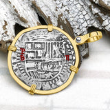 Atocha Era Land Find Spanish 2 Reale Piece of Eight 14K Gold Pendant