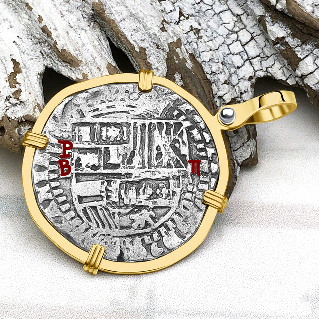 Atocha Era Land Find Spanish 2 Reale Piece of Eight 14K Gold Pendant