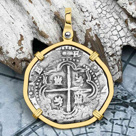 Atocha Era Land Find Spanish 2 Reale Piece of Eight 14K Gold Pendant