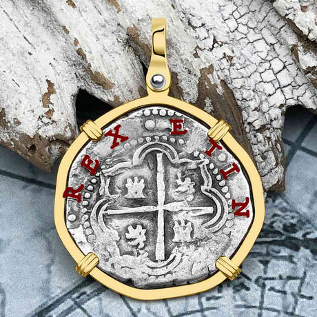 Atocha Era Land Find Spanish 2 Reale Piece of Eight 14K Gold Pendant