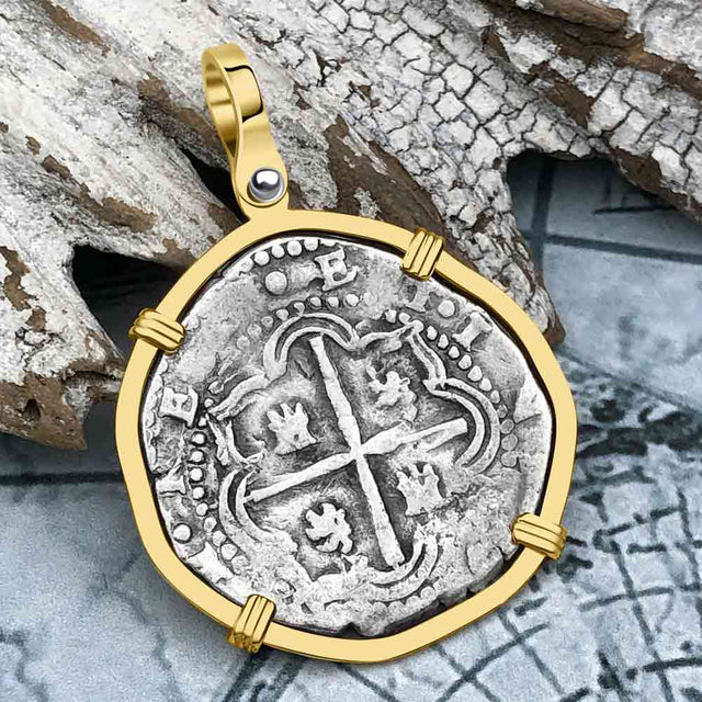 Atocha Era Land Find Spanish 2 Reale Piece of Eight 14K Gold Pendant