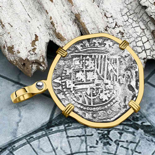 Atocha Era Land Find Spanish 2 Reale Piece of Eight 14K Gold Pendant