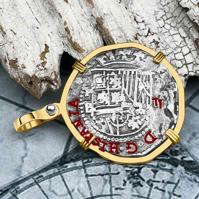 Atocha Era Land Find Spanish 2 Reale Piece of Eight 14K Gold Pendant
