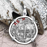 Atocha Era Land Find Spanish 2 Reale Piece of Eight 14K White Gold Pendant