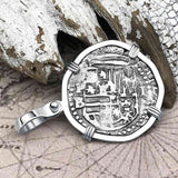 Atocha Era Land Find Spanish 1 Reale Piece of Eight 14K White Gold Pendant | Artifact #7022