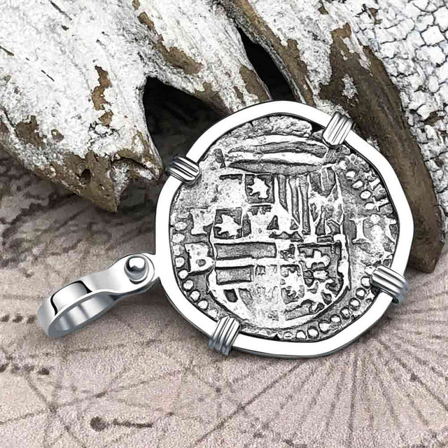 Atocha Era Land Find Spanish 1 Reale Piece of Eight 14K White Gold Pendant | Artifact #7022