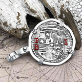 Atocha Era Land Find Spanish 2 Reale Piece of Eight 14K White Gold Pendant
