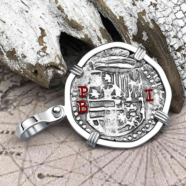 Atocha Era Land Find Spanish 2 Reale Piece of Eight 14K White Gold Pendant