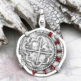 RARE Atocha Era Land Find Spanish 1 Reale Piece of Eight 14K White Gold Pendant