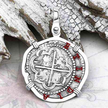 RARE Atocha Era Land Find Spanish 1 Reale Piece of Eight 14K White Gold Pendant
