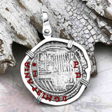 RARE Atocha Era Land Find Spanish 1 Reale Piece of Eight 14K White Gold Pendant