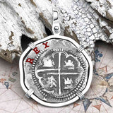 Atocha Era Land Find Spanish 2 Reale Piece of Eight 14K White Gold Pendant