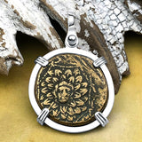 Ancient Greek Medusa & Nike Protection and Victory Bronze Coin 120 BC Sterling Silver Pendant
