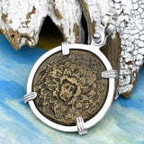 Ancient Greek Medusa & Nike Protection and Victory Bronze Coin 120 BC Sterling Silver Pendant