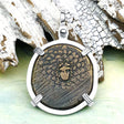 Ancient Greek Medusa & Nike Protection and Victory Bronze Coin 120 BC Sterling Silver Pendant