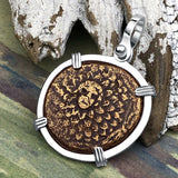 Ancient Greek Medusa & Nike Protection and Victory Bronze Coin 120 BC Sterling Silver Pendant