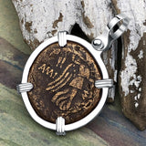 Ancient Greek Medusa & Nike Protection and Victory Bronze Coin 120 BC Sterling Silver Pendant