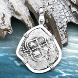 1652 Consolacion Shipwreck Pirate Era Spanish 1 Reale Piece of Eight 14K White Gold Pendant