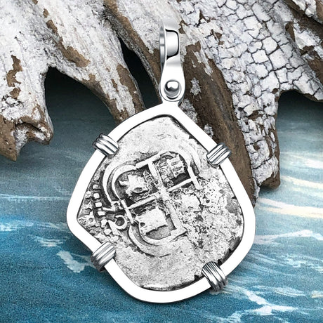 1652 Consolacion Shipwreck Pirate Era Spanish 1 Reale Piece of Eight 14K White Gold Pendant