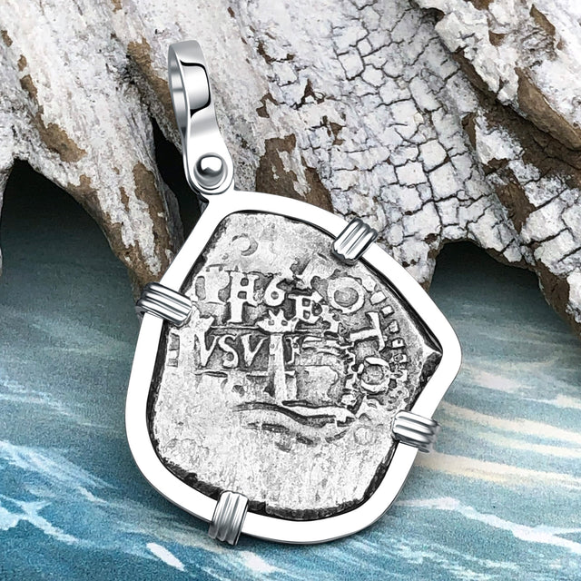 1652 Consolacion Shipwreck Pirate Era Spanish 1 Reale Piece of Eight 14K White Gold Pendant
