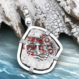 1652 Consolacion Shipwreck Pirate Era Spanish 1 Reale Piece of Eight 14K White Gold Pendant