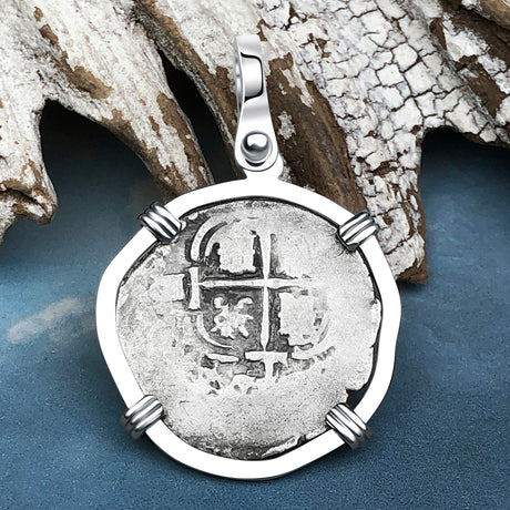 1658 Consolacion Shipwreck Pirate Era Spanish 1 Reale Piece of Eight 14K White Gold Pendant