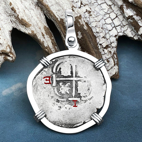 1658 Consolacion Shipwreck Pirate Era Spanish 1 Reale Piece of Eight 14K White Gold Pendant