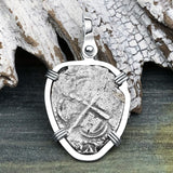 1657 Consolacion Shipwreck Pirate Era Spanish 1 Reale Piece of Eight 14K White Gold Pendant