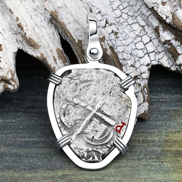 1657 Consolacion Shipwreck Pirate Era Spanish 1 Reale Piece of Eight 14K White Gold Pendant