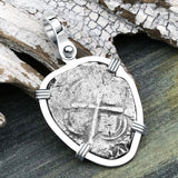 1657 Consolacion Shipwreck Pirate Era Spanish 1 Reale Piece of Eight 14K White Gold Pendant