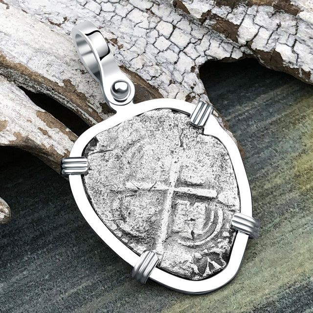 1657 Consolacion Shipwreck Pirate Era Spanish 1 Reale Piece of Eight 14K White Gold Pendant