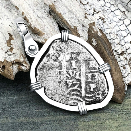 1657 Consolacion Shipwreck Pirate Era Spanish 1 Reale Piece of Eight 14K White Gold Pendant