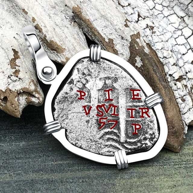 1657 Consolacion Shipwreck Pirate Era Spanish 1 Reale Piece of Eight 14K White Gold Pendant