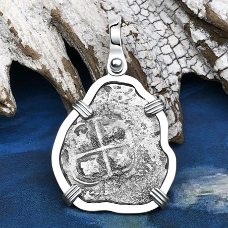 1662 Consolacion Shipwreck Pirate Era Spanish 1 Reale Piece of Eight 14K White Gold Pendant
