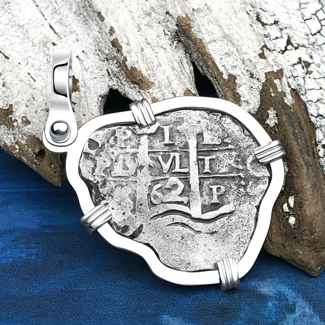 1662 Consolacion Shipwreck Pirate Era Spanish 1 Reale Piece of Eight 14K White Gold Pendant