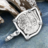 Heart Shaped 1673 Consolacion Shipwreck Pirate Era Spanish 1 Reale Piece of Eight 14K White Gold Pendant | Artifact #7046