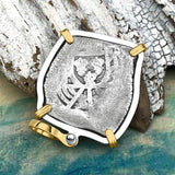 1715 Fleet Shipwreck Pirate Era Spanish 4 Reale Piece of 8 14K Gold and Sterling Silver Pendant