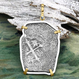 1715 Fleet Shipwreck Pirate Era Spanish 8 Reale Piece of 8 14K Gold and Sterling Silver Pendant