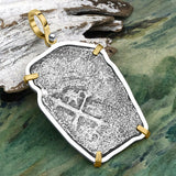 1715 Fleet Shipwreck Pirate Era Spanish 8 Reale Piece of 8 14K Gold and Sterling Silver Pendant