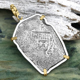 1715 Fleet Shipwreck Pirate Era Spanish 8 Reale Piece of 8 14K Gold and Sterling Silver Pendant