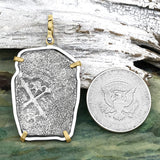 1715 Fleet Shipwreck Pirate Era Spanish 8 Reale Piece of 8 14K Gold and Sterling Silver Pendant