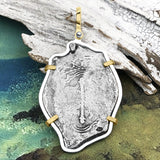 1715 Fleet Shipwreck Pirate Era Spanish 8 Reale Piece of 8 14K Gold and Sterling Silver Pendant