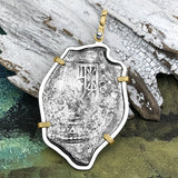 1715 Fleet Shipwreck Pirate Era Spanish 8 Reale Piece of 8 14K Gold and Sterling Silver Pendant
