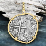 Rare Concepcion Shipwreck 8 Reale Silver Piece of 8 14K Gold Pendant