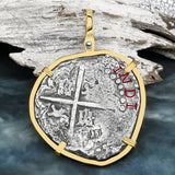 Rare Concepcion Shipwreck 8 Reale Silver Piece of 8 14K Gold Pendant