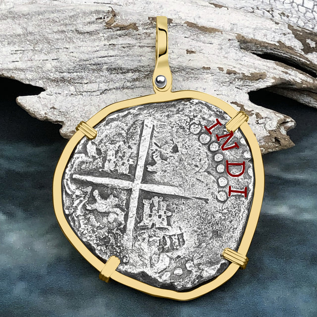 Rare Concepcion Shipwreck 8 Reale Silver Piece of 8 14K Gold Pendant