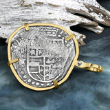 Rare Concepcion Shipwreck 8 Reale Silver Piece of 8 14K Gold Pendant