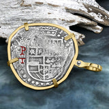 Rare Concepcion Shipwreck 8 Reale Silver Piece of 8 14K Gold Pendant